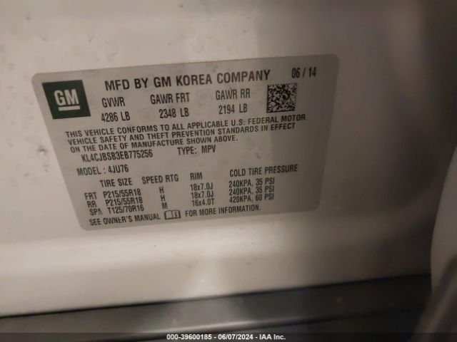KL4CJBSB3EB775256 Buick Encore Convenience