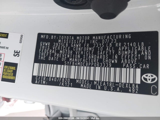 Toyota COROLLA LE 2023 5YFB4MDE8PP063339 Image 9
