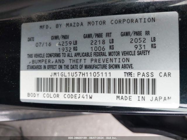 JM1GL1U57H1105111 Mazda Mazda6 Sport