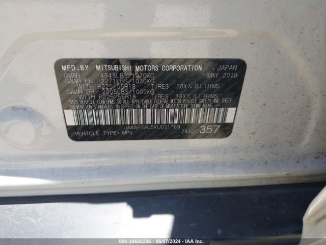 JA4AP3AU5KU031169 Mitsubishi Outlander Sport 2.0 Le