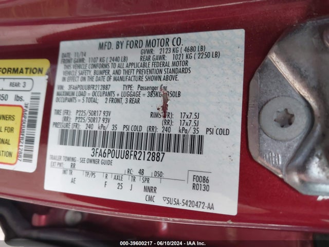 Ford Fusion Hybrid S 2015 3FA6P0UU8FR212887 Image 9
