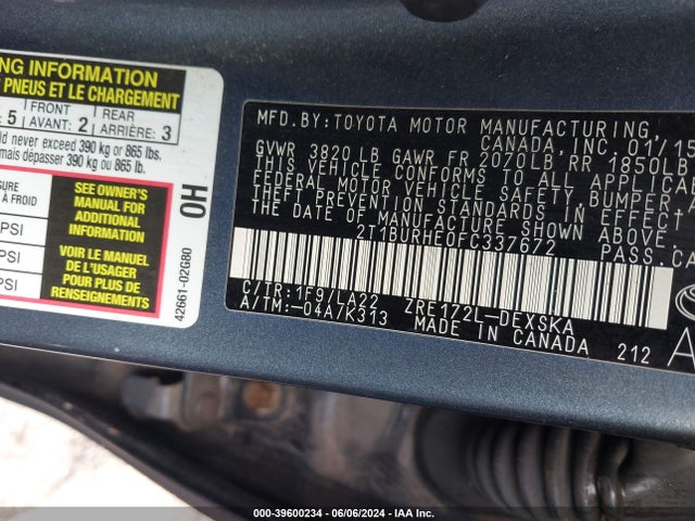Toyota Corolla S Premium 2015 2T1BURHE0FC337672 Image 9