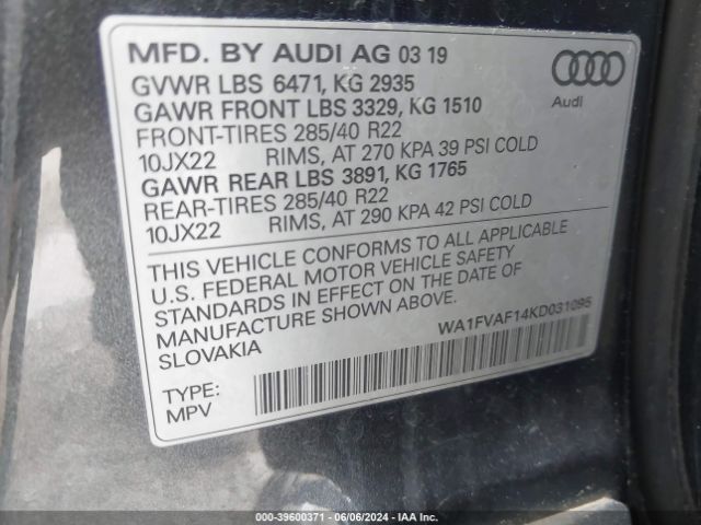 WA1FVAF14KD031095 Audi Q8 55 Premium