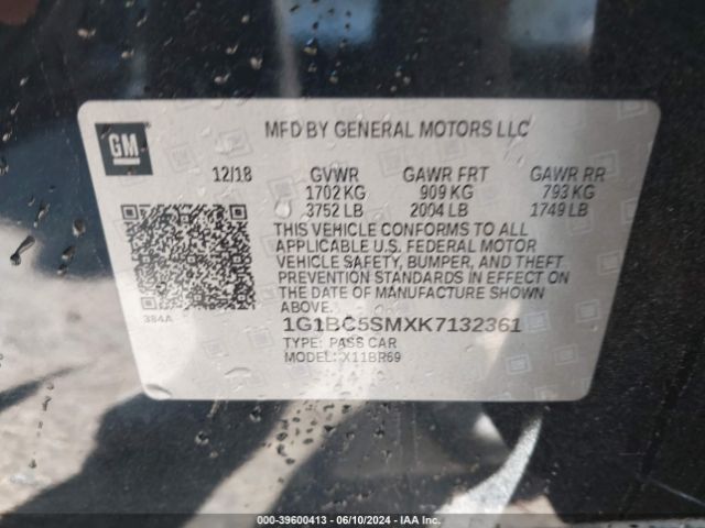 1G1BC5SMXK7132361 Chevrolet CRUZE LS