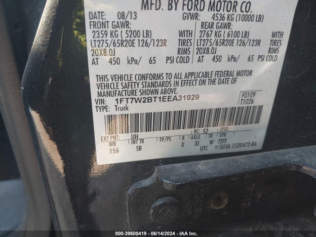 Ford F-250 Lariat 2014 1FT7W2BT1EEA31929 Image 9
