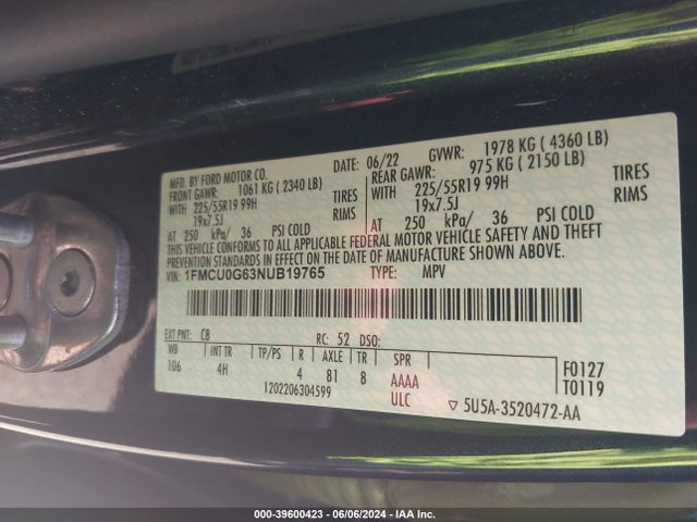 Ford ESCAPE SE 2022 1FMCU0G63NUB19765 Image 9