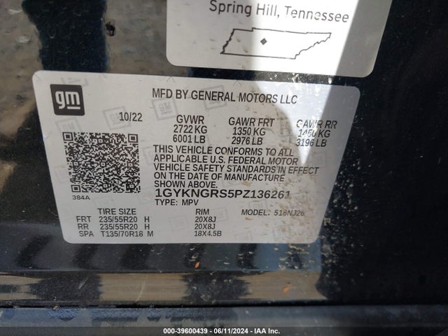 1GYKNGRS5PZ136261 Cadillac Xt5 Awd Sport