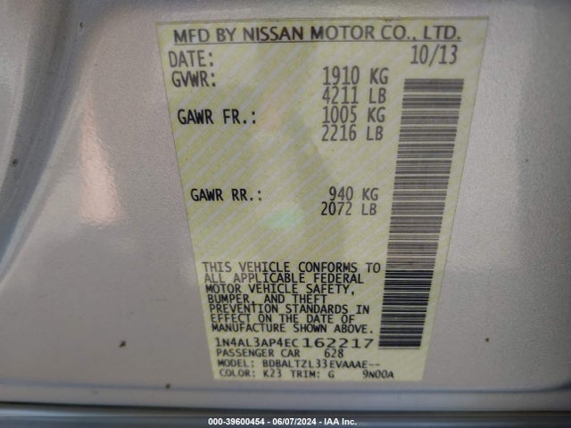Nissan Altima 2.5 Sv 2014 1N4AL3AP4EC162217 Image 9