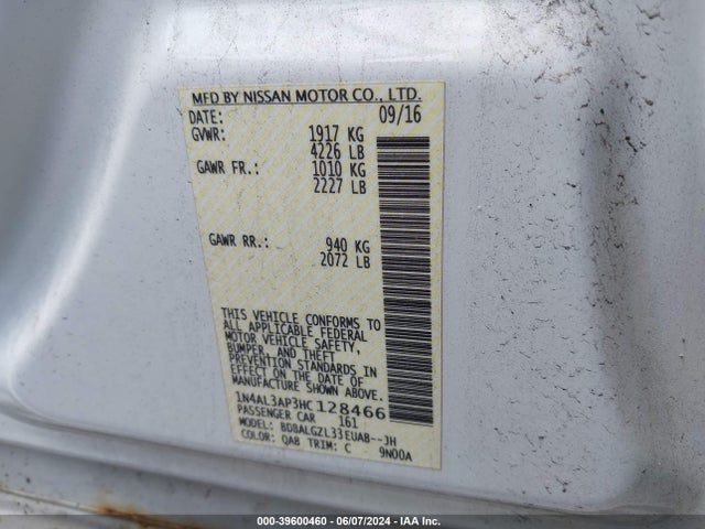 Nissan Altima 2.5 S 2017 1N4AL3AP3HC128466 Image 9