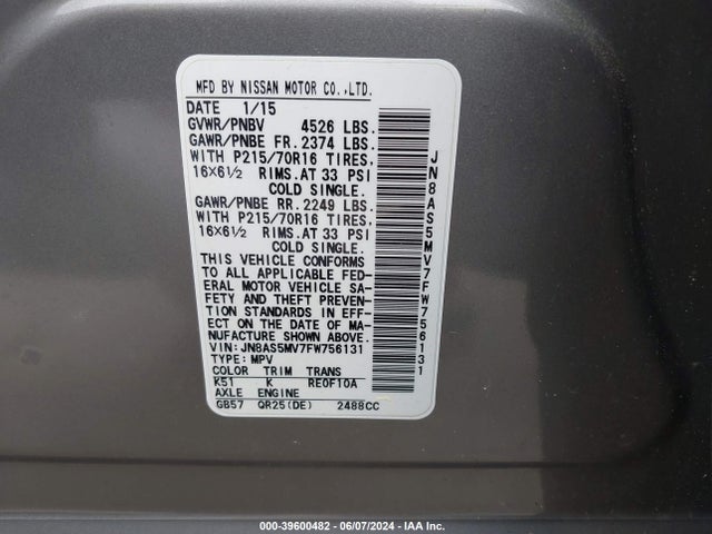 Nissan Rogue Select S 2015 JN8AS5MV7FW756131 Image 9