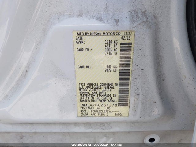Nissan Altima 2.5 S 2015 1N4AL3APXFC267278 Image 9