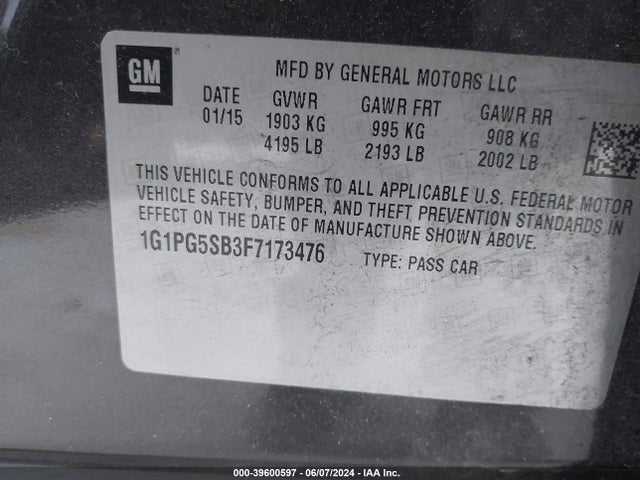 Chevrolet CRUZE LTZ 2015 1G1PG5SB3F7173476 Image 9