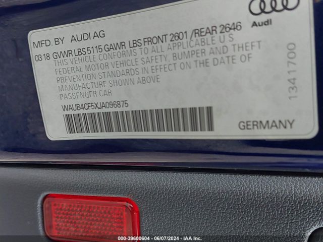 WAUB4CF5XJA096875 Audi S5 3.0t Premium Plus