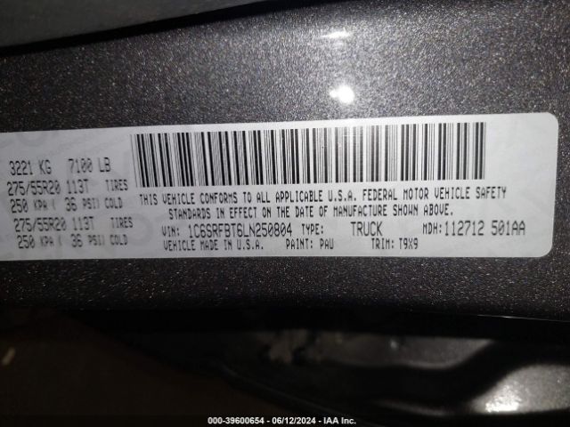 1C6SRFBT6LN250804 RAM 1500 Big Horn Quad Cab 4x4 6'4 Box