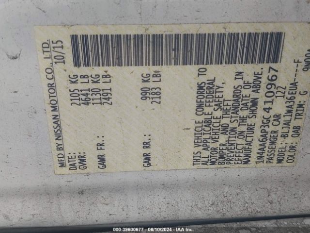 1N4AA6AP3GC410967 Nissan Maxima 3.5 Sr
