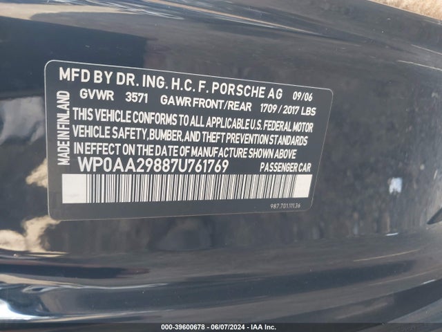 2007 PORSCHE CAYMAN WP0AA29887U761769 Photo 8