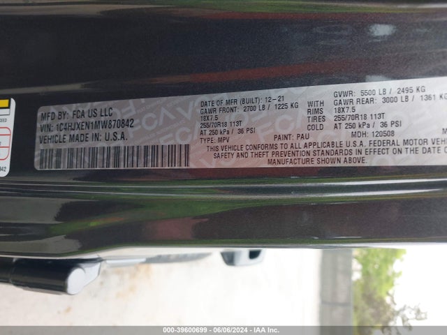 1C4HJXEN1MW870842 Jeep Wrangler Unlimited Sahara Altitude 4x4