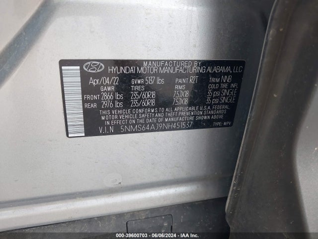 Hyundai Santa Fe Xrt 2022 5NMS64AJ9NH451537 Image 9