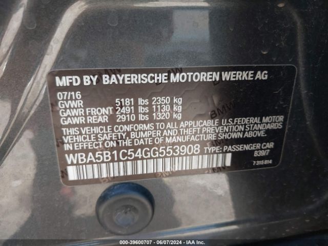 WBA5B1C54GG553908 BMW 535i