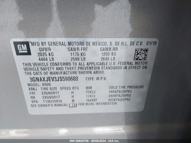 Chevrolet EQUINOX LT 2018 3GNAXJEV3JS590688 Image 9