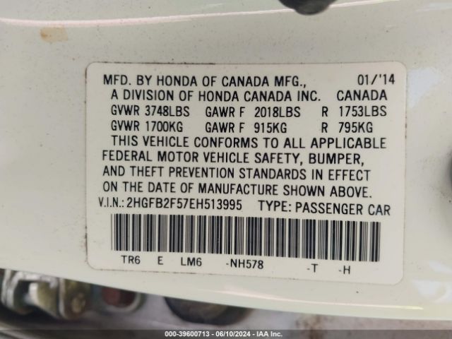 2HGFB2F57EH513995 Honda Civic Lx