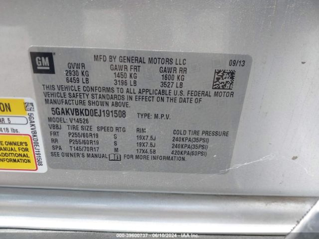 5GAKVBKD0EJ191508 Buick Enclave Leather