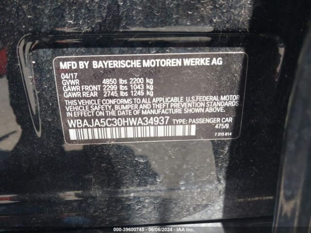 WBAJA5C30HWA34937 BMW 530I