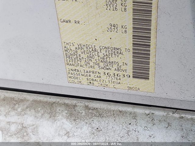 1N4AL3AP8FN363639 Nissan Altima 2.5 S
