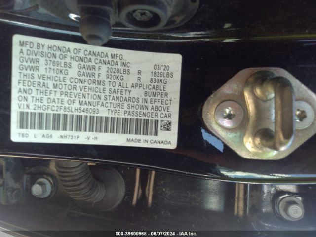 2HGFC2F85LH546093 Honda Civic Sport
