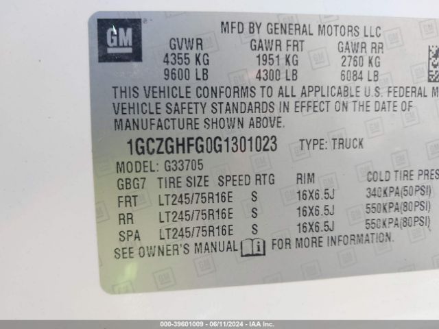 1GCZGHFG0G1301023 Chevrolet Express 3500 Work Van