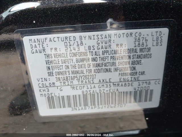 Nissan SENTRA SV 2018 3N1AB7AP5JY262707 Image 9