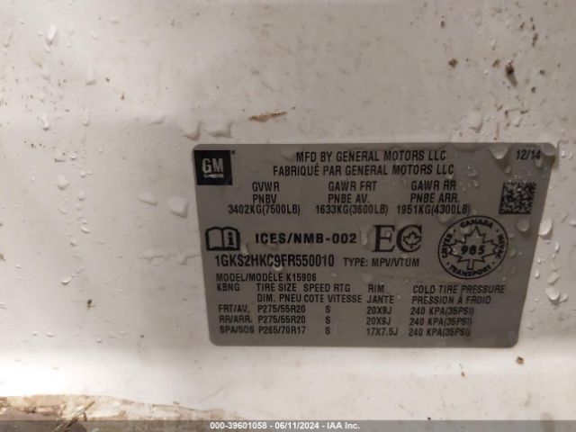 1GKS2HKC9FR550010 GMC Yukon Xl 1500 Slt
