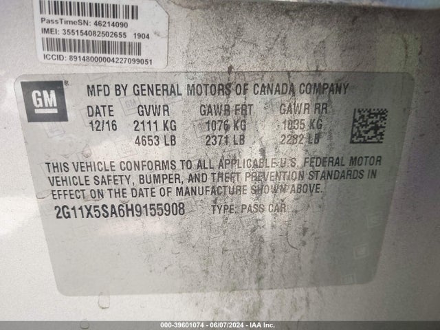 Chevrolet Impala 1fl 2017 2G11X5SA6H9155908 Image 9