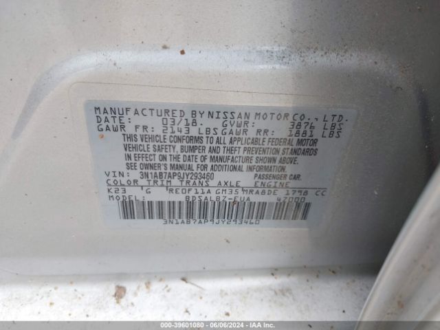 3N1AB7AP9JY293460 Nissan SENTRA S