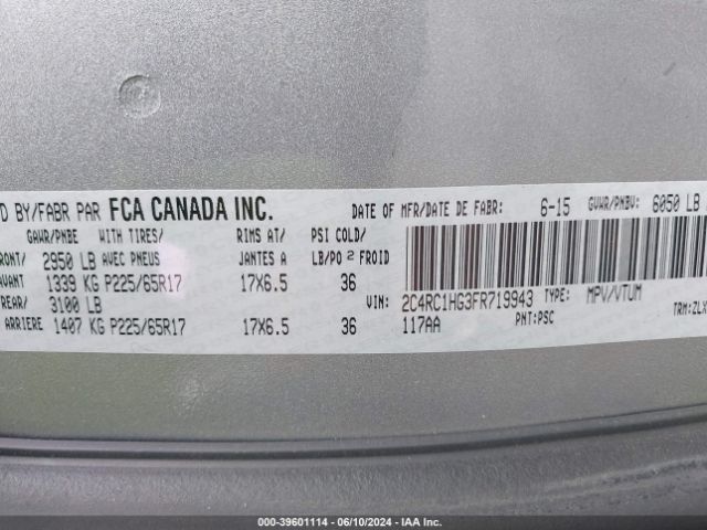 2C4RC1HG3FR719943 Chrysler Town & Country S