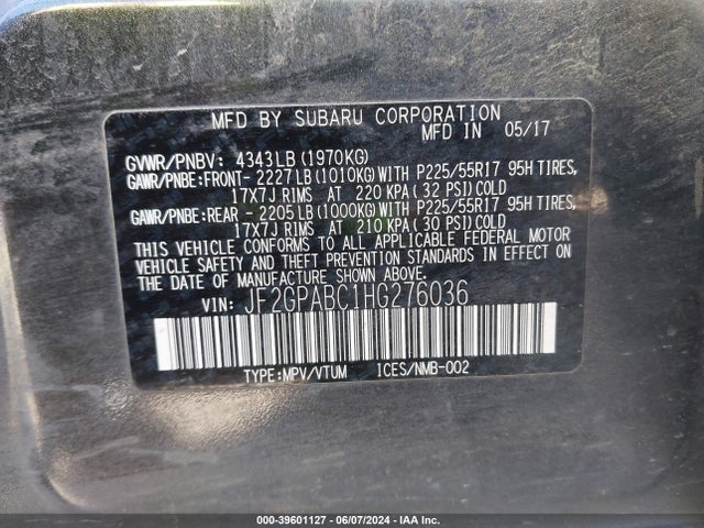 Subaru Crosstrek 2.0i Premium 2017 JF2GPABC1HG276036 Image 9