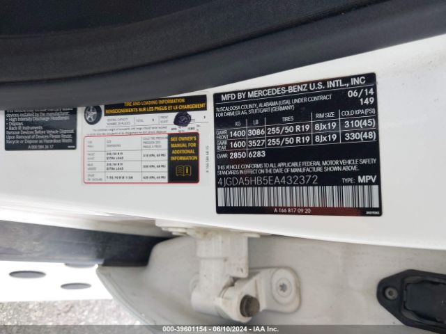 4JGDA5HB5EA432372 Mercedes-Benz Ml 350 4matic