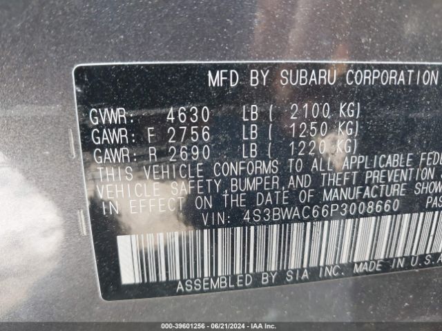 4S3BWAC66P3008660 Subaru Legacy Premium