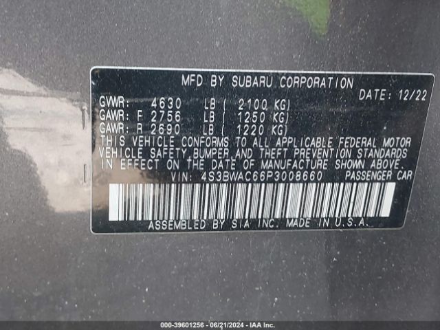 4S3BWAC66P3008660 Subaru Legacy Premium