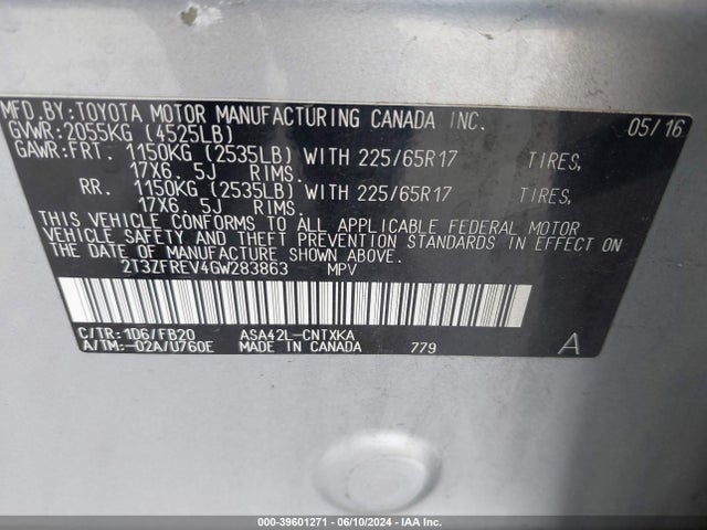 Toyota RAV4 LE 2016 2T3ZFREV4GW283863 Image 9