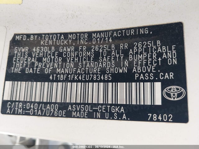 Toyota CAMRY XLE 2014 4T1BF1FK4EU783485 Image 9