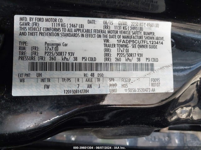 1FADP5CU7FL123414 Ford C-max Energi Sel