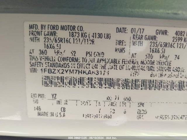 Ford Transit-350 Xlt 2017 1FBZX2YM7HKA63171 Image 9