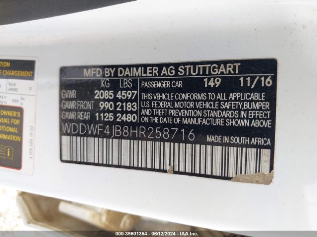 WDDWF4JB8HR258716 Mercedes-Benz C 300 Luxury/sport