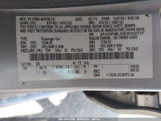 Ford FIESTA SE 2014 3FADP4EJ0EM102737 Image 9