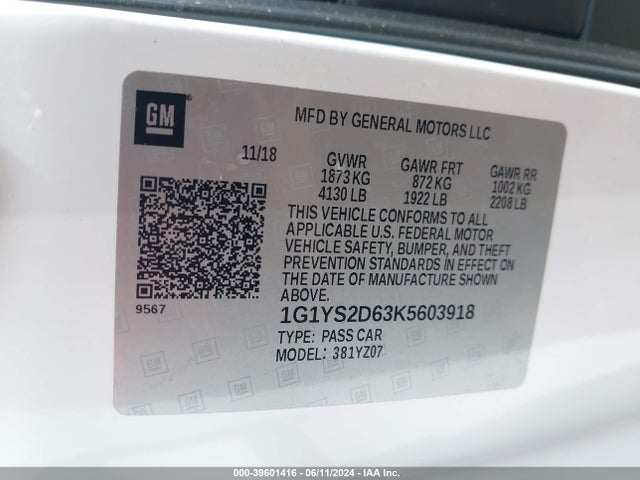 Chevrolet Corvette Z06 2019 1G1YS2D63K5603918 Image 9