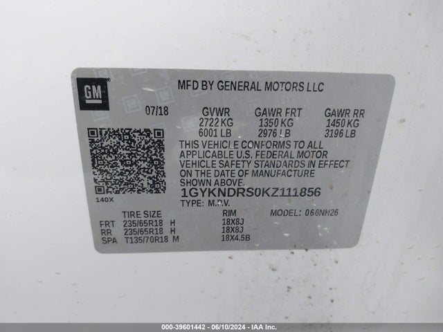 1GYKNDRS0KZ111856 Cadillac XT5 LUXURY
