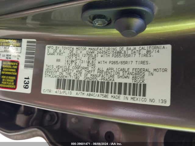 Toyota Tacoma Prerunner V6 2014 3TMJU4GN8EM171102 Image 9