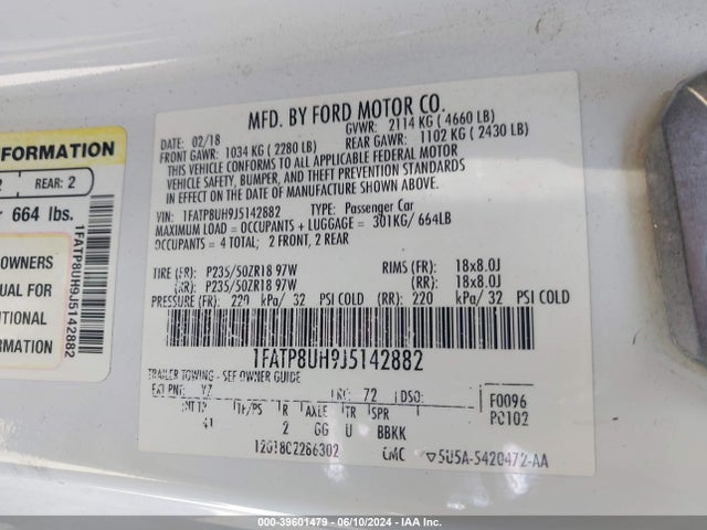 Ford Mustang Ecoboost Premium 2018 1FATP8UH9J5142882 Image 9