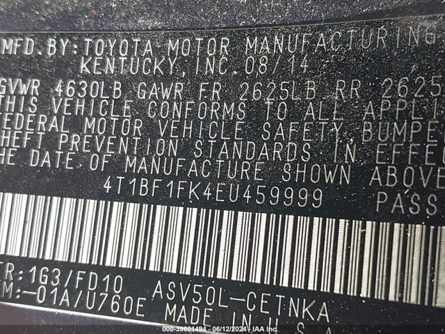 Toyota CAMRY LE 2014 4T1BF1FK4EU459999 Image 9